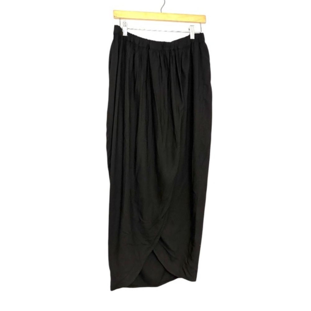 French Connection Black Draped Tulip Midi Skirt - Size Small - Vintage, Y2K